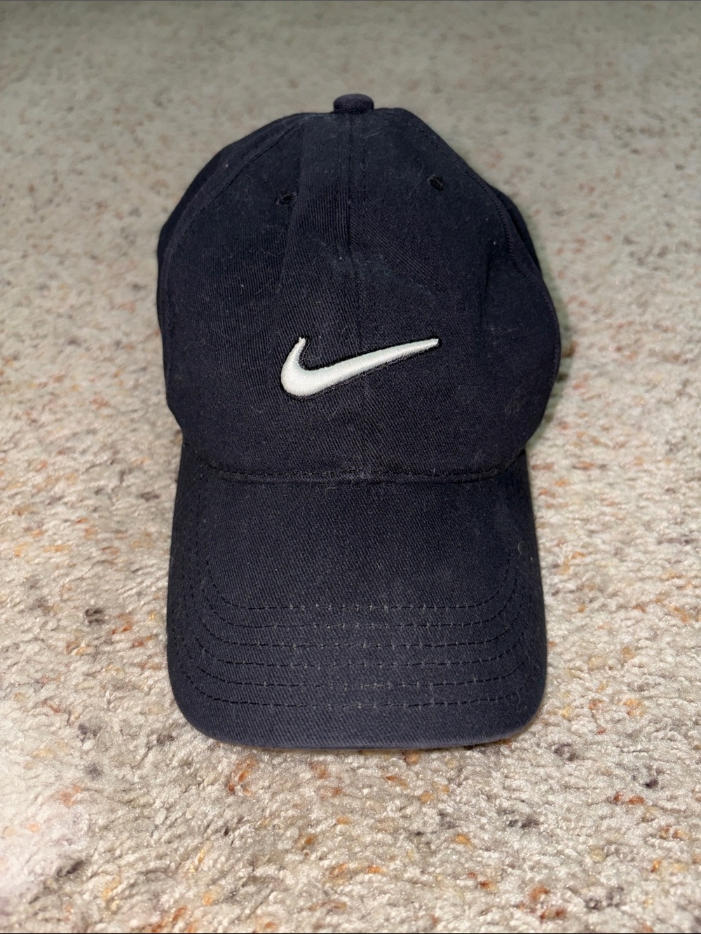 Nike Black Cap with White Swoosh Embroidery